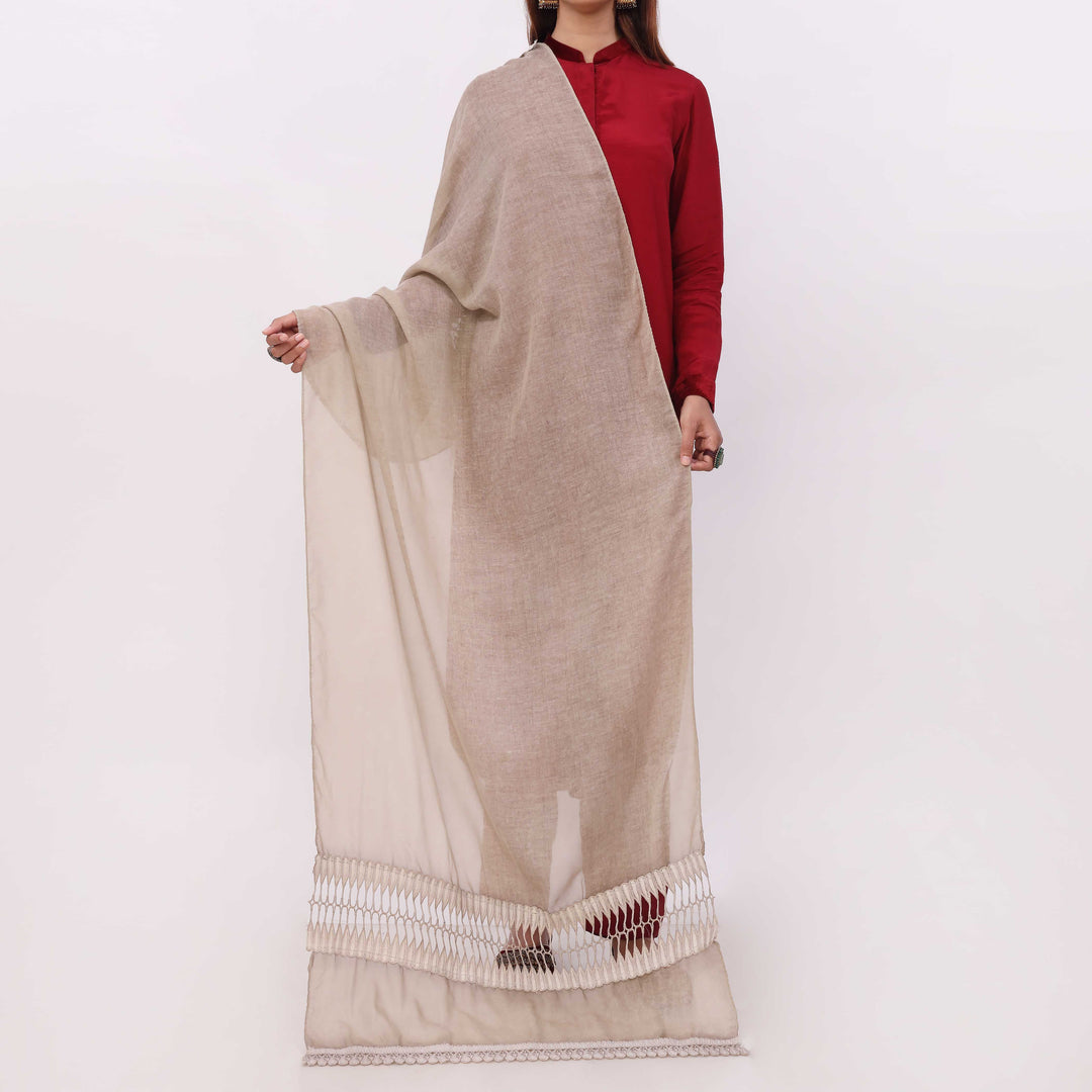 Beige Embroidered Stole PD5325
