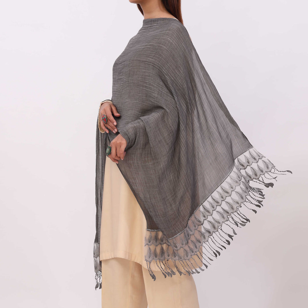 Black Embroidered Stole PD5326