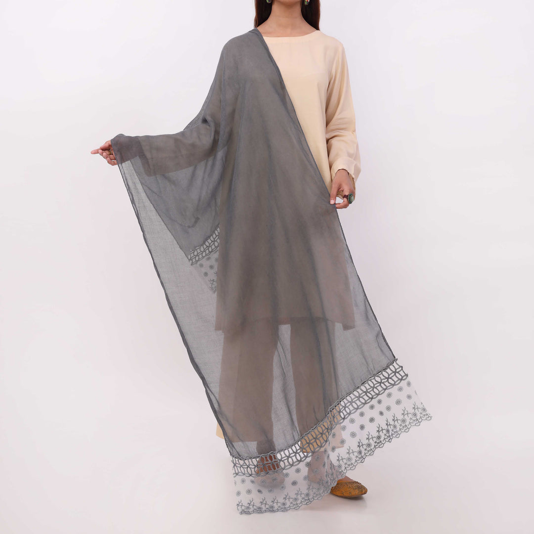 Navy Embroidered Stole PD5336