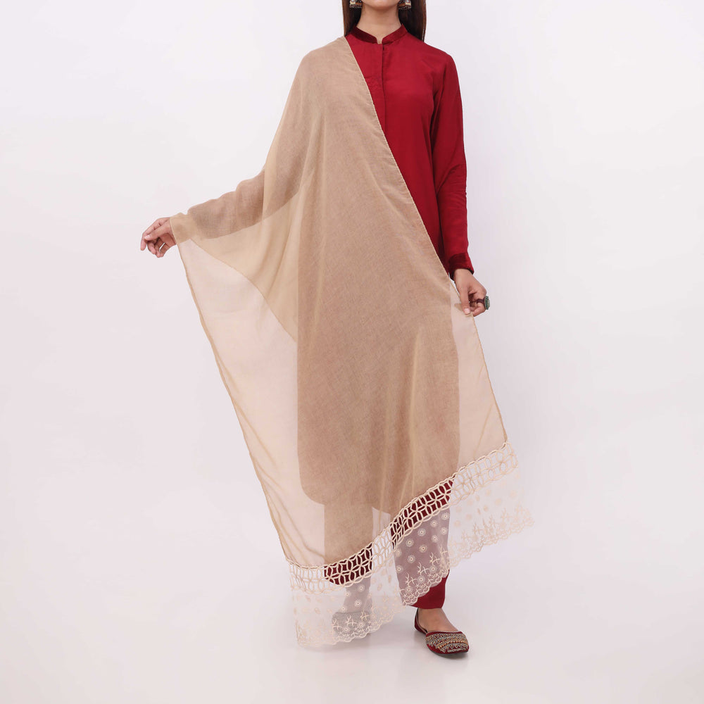 Brown Embroidered Stole PD5339