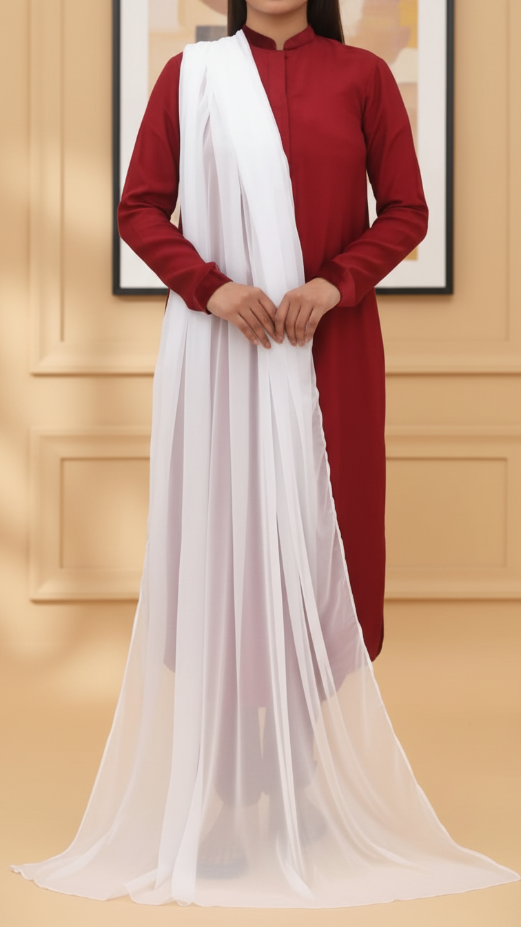 White Dyed Chiffon Dupatta PD5367