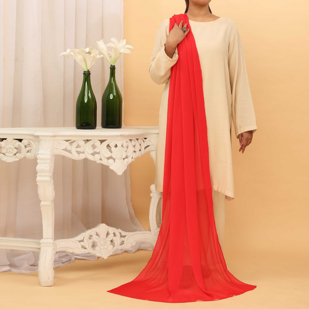 Red Plain Chiffon Dupatta PD5378