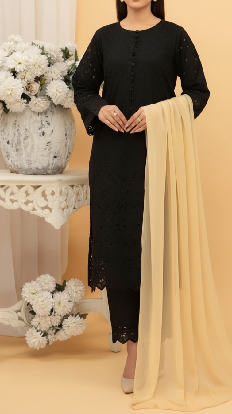 Beige Plain Chiffon Dupatta PD5379