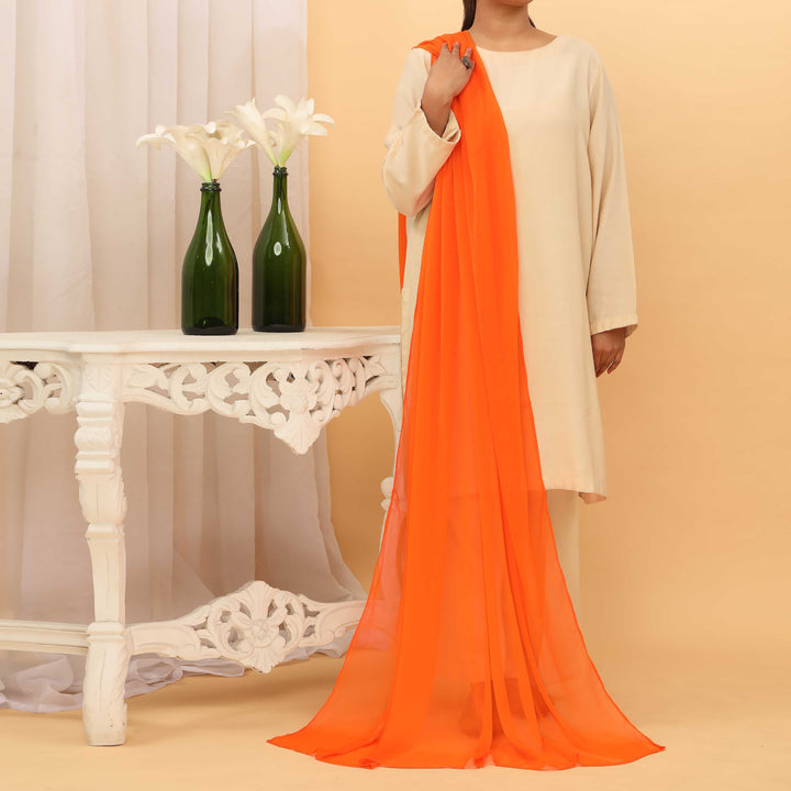 Orange Plain Chiffon Dupatta PD5383