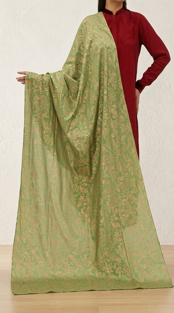 Green Cotton Silk Duppata PD5508