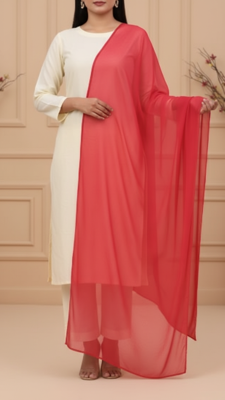 Maroon Plain Chiffon Duppata PD5617