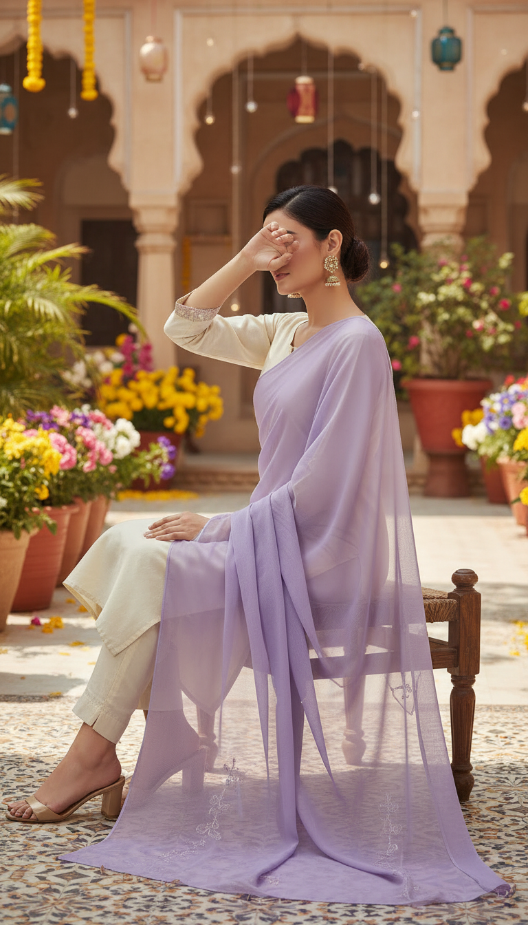Lilac Plain Chiffon Dupatta PD6011