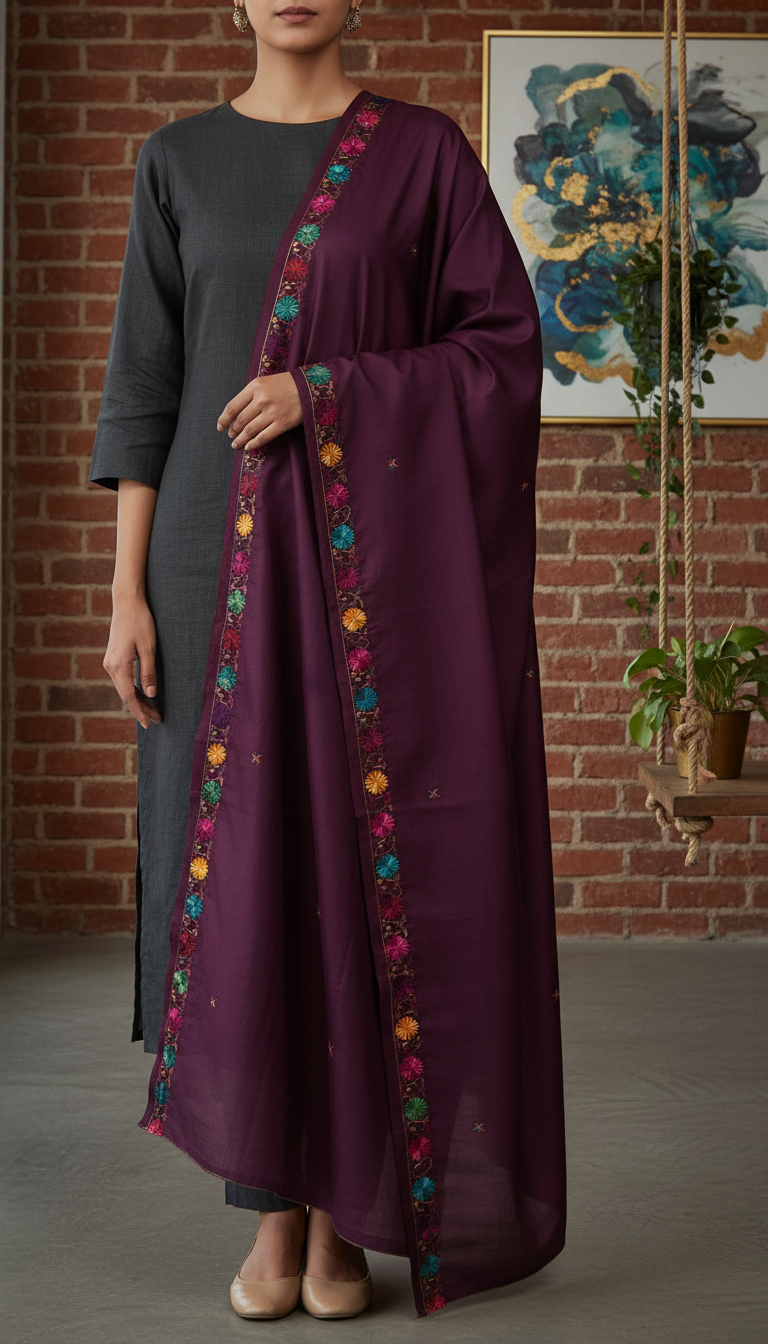 Maroon Summer Shawl PD6111
