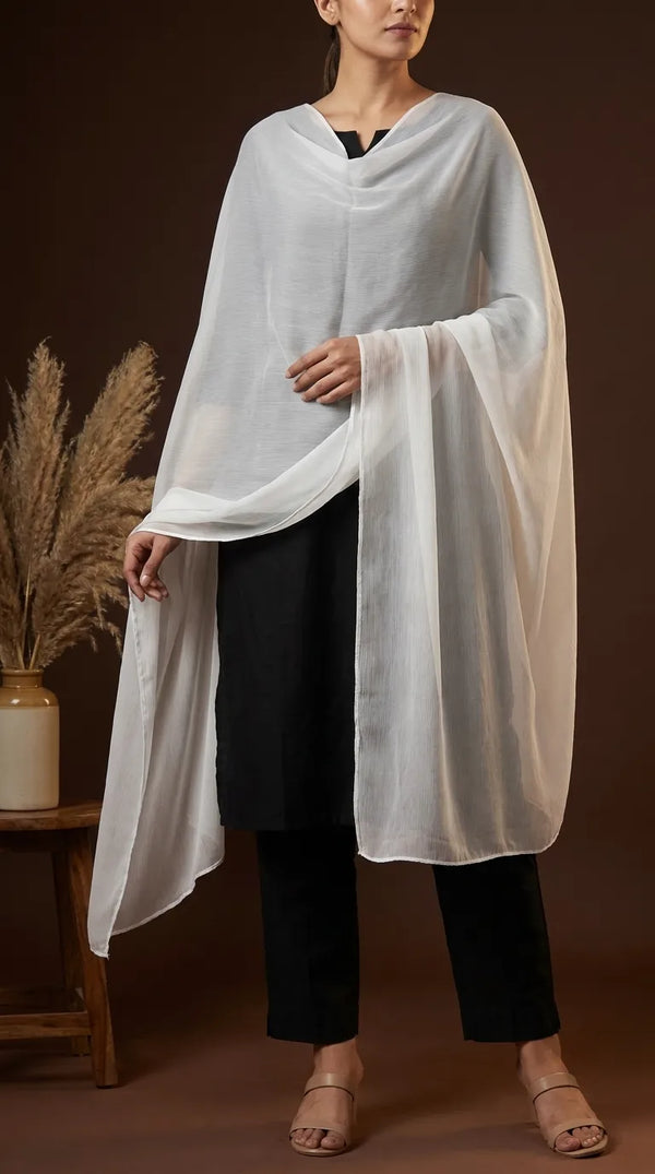 Cream Plain Chiffon Dupatta PD613108