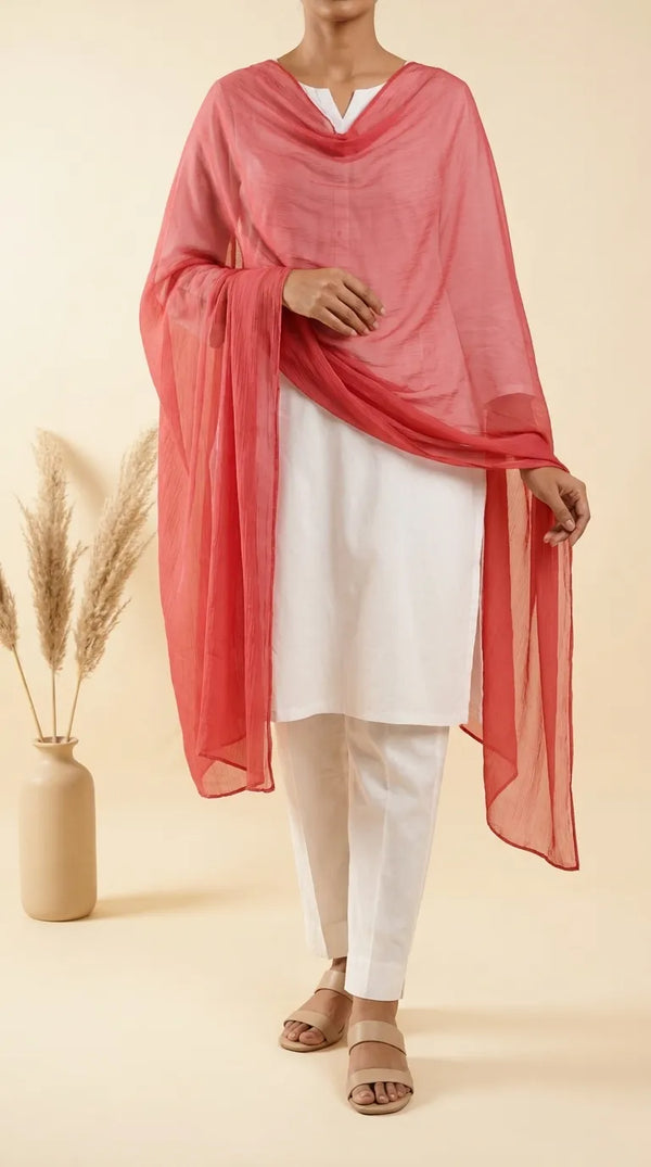 Red Plain Chiffon Dupatta PD613113