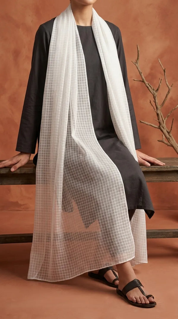 White Cotton Dupatta PD617409