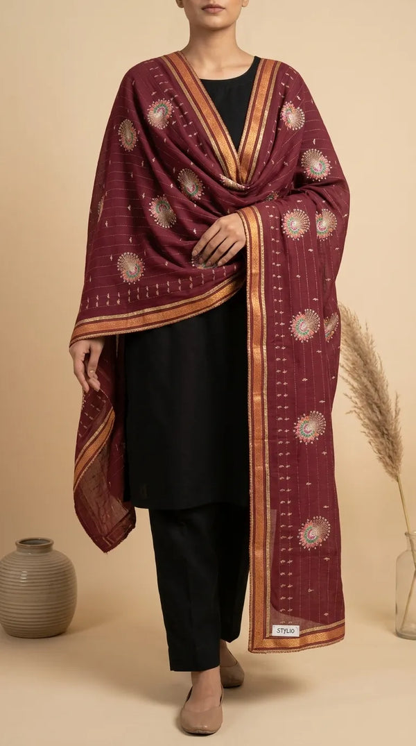 Maroon Summer Shawl PD619905
