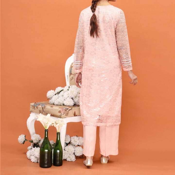3PC- Embellsihed Net Co-ord Set PF5004