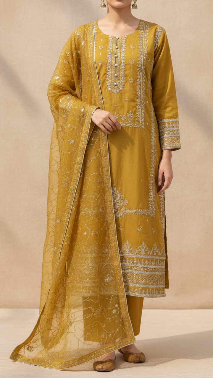 3 PC- Viscose Embellished Suit PF5090