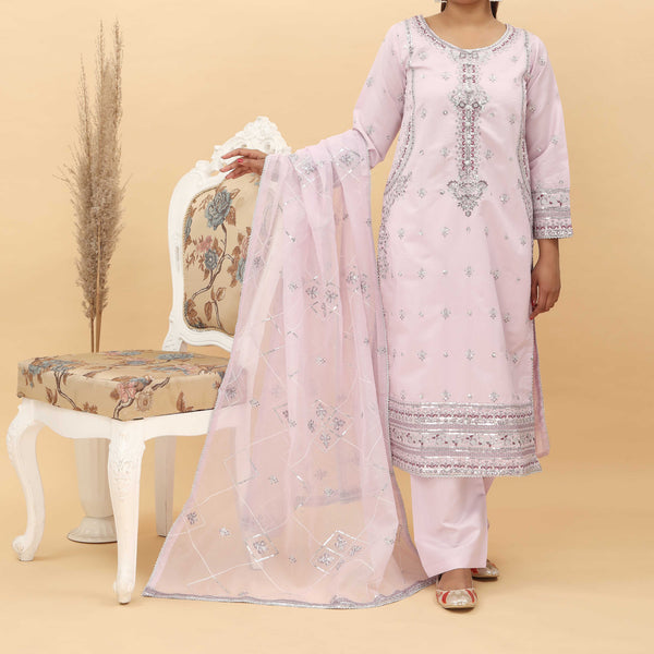 3PC- Embroidered Khadi Net Suit PF5116