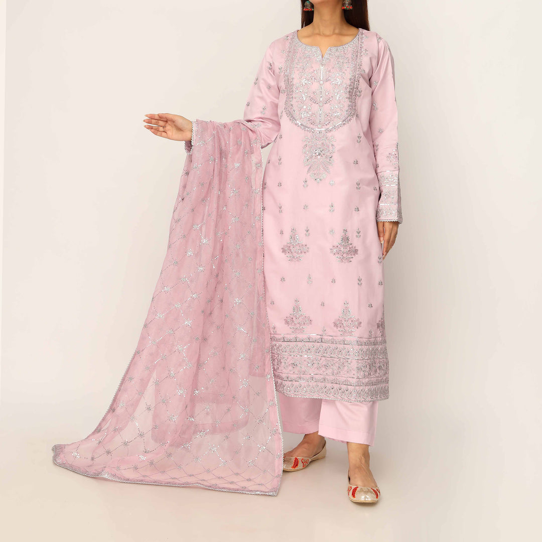 3PC- Khaddi Net Embellished Suit PF5132