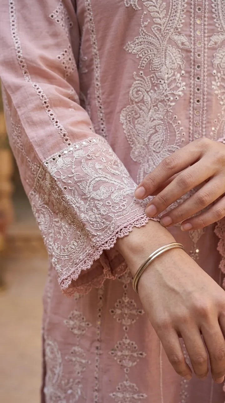3 PC Embellished Cotton Stitched Suit PF600918