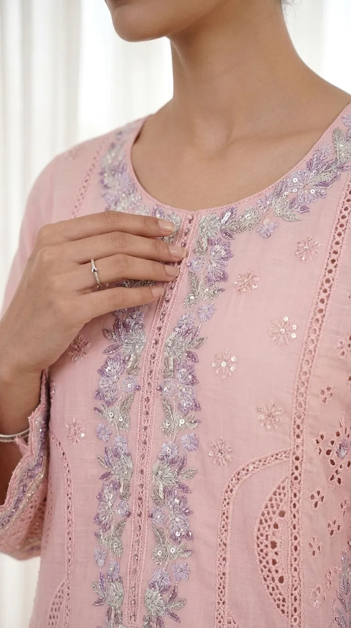 3 PC Embellished Cotton Stitched Suit PF601618