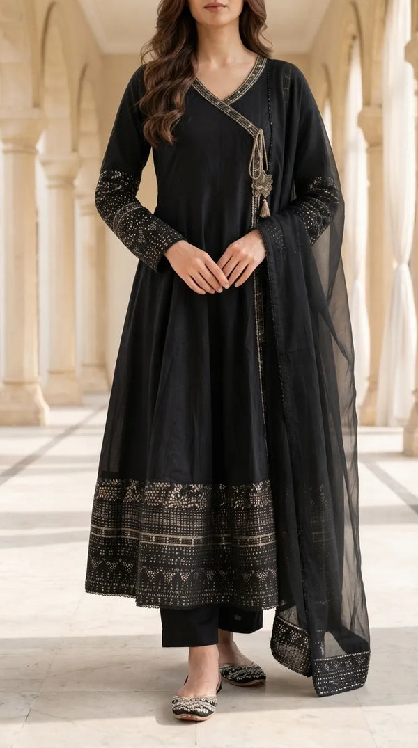 3 PC Embellished Net Stitched Suit PF601901