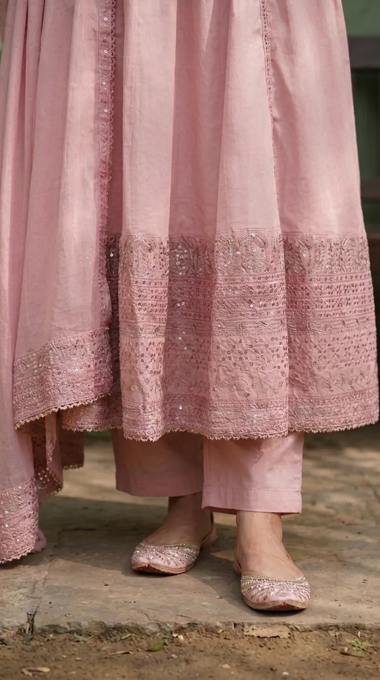 3 PC Embellished Net Stitched Suit PF601918