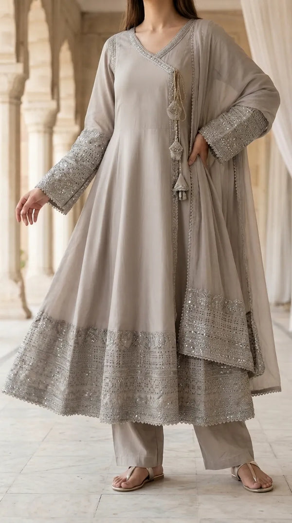 3 PC Embellished Net Stitched Suit PF601962