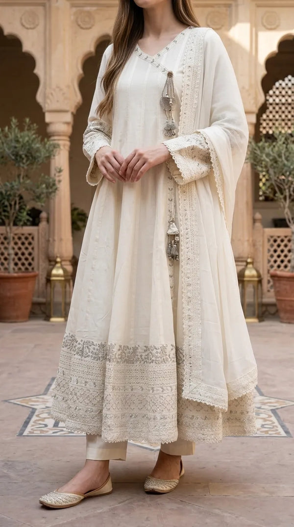 3 PC Embellished Net Stitched Suit PF601993
