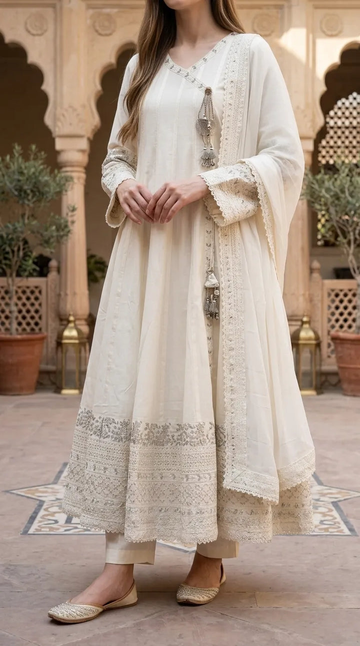 3 PC Embellished Net Stitched Suit PF601993