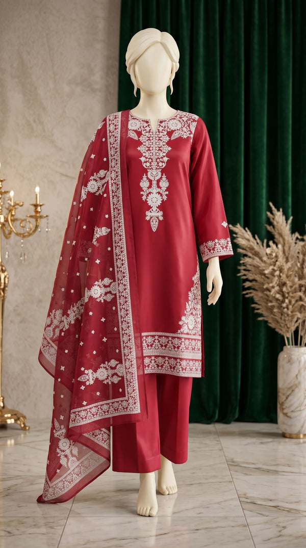 3 PC Embellished Cambric Suit PF609005