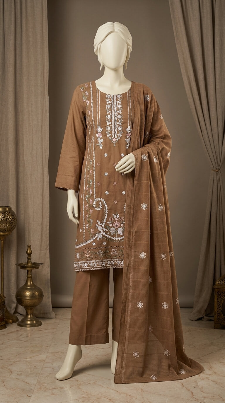 3 PC Embellished CAMBRIC Suit PF609361