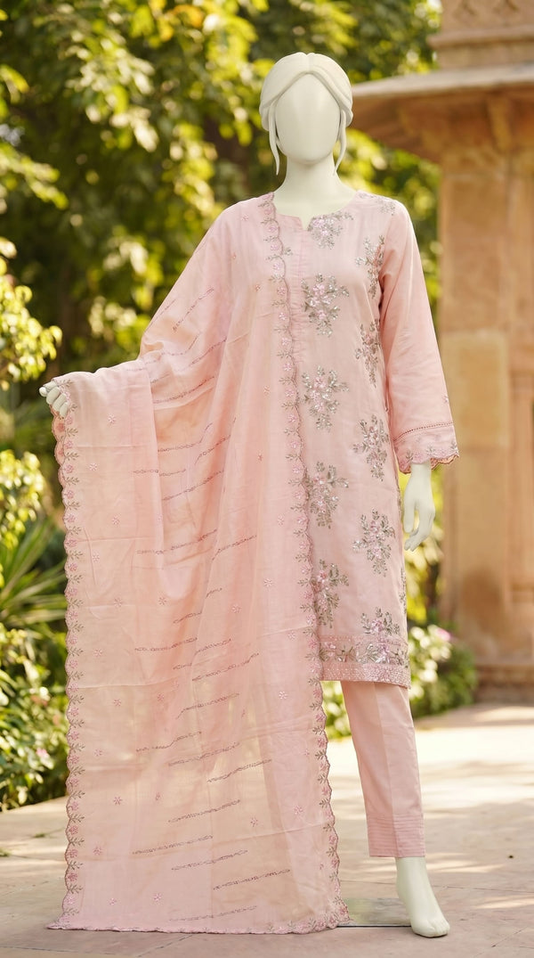 3 PC Embellished Cambric Suit PF609523