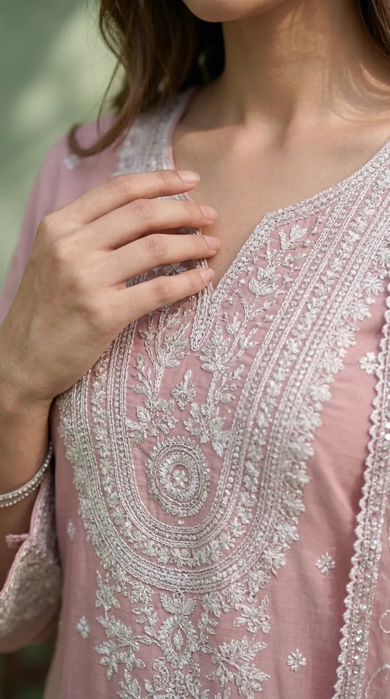 3 PC Embellished Cotton Stitched Suit PF610118