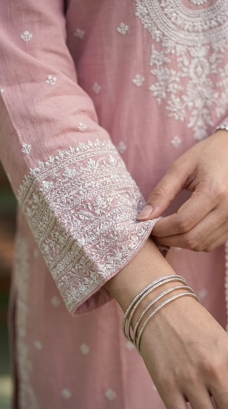 3 PC Embellished Cotton Stitched Suit PF610118