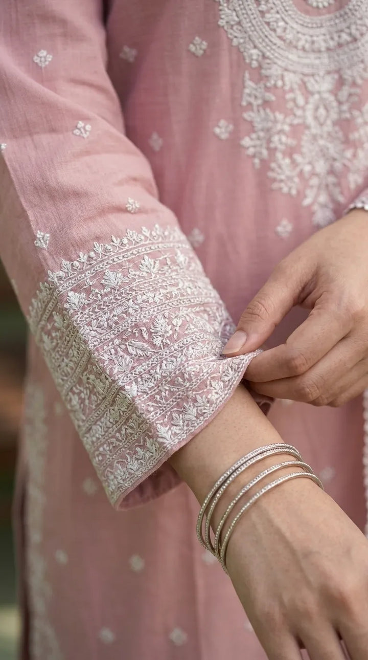 3 PC Embellished Cotton Stitched Suit PF610118