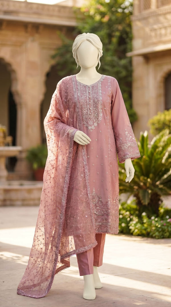 3 PC Embellished Raw Silk Suit PF610218