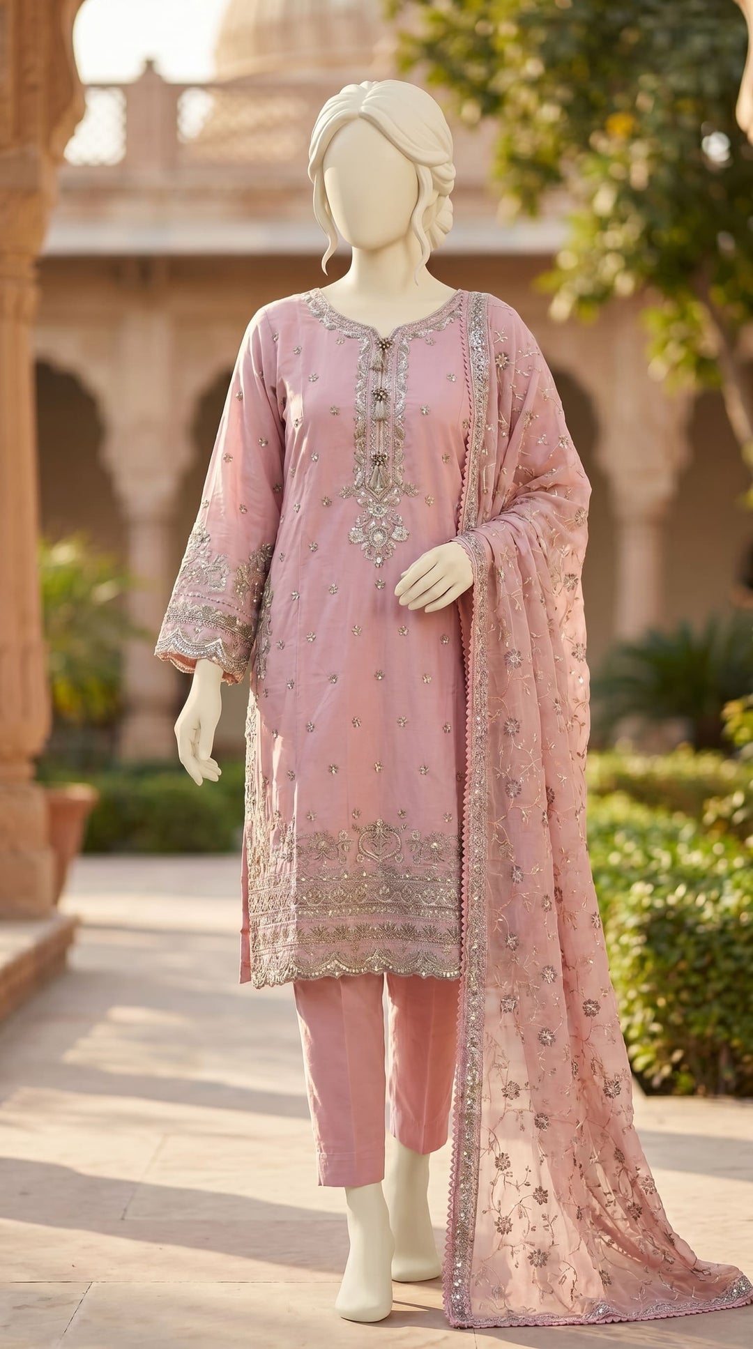 3 PC Embellished Lawn Suit PF610418