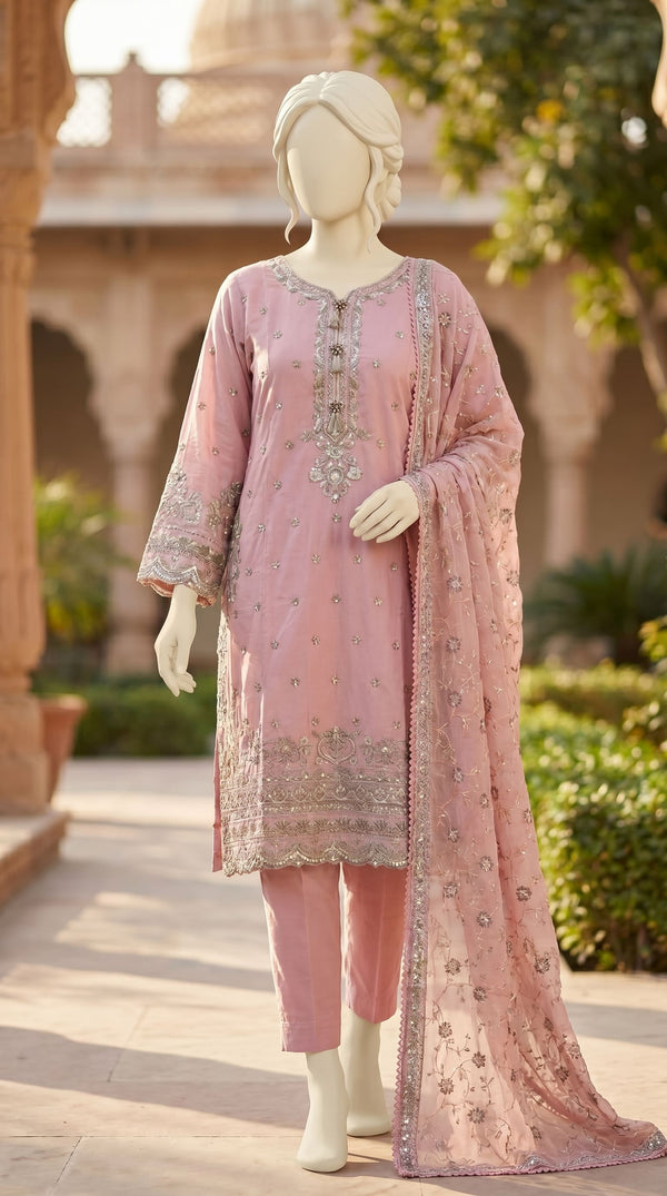 3 PC Embellished Lawn Suit PF610418