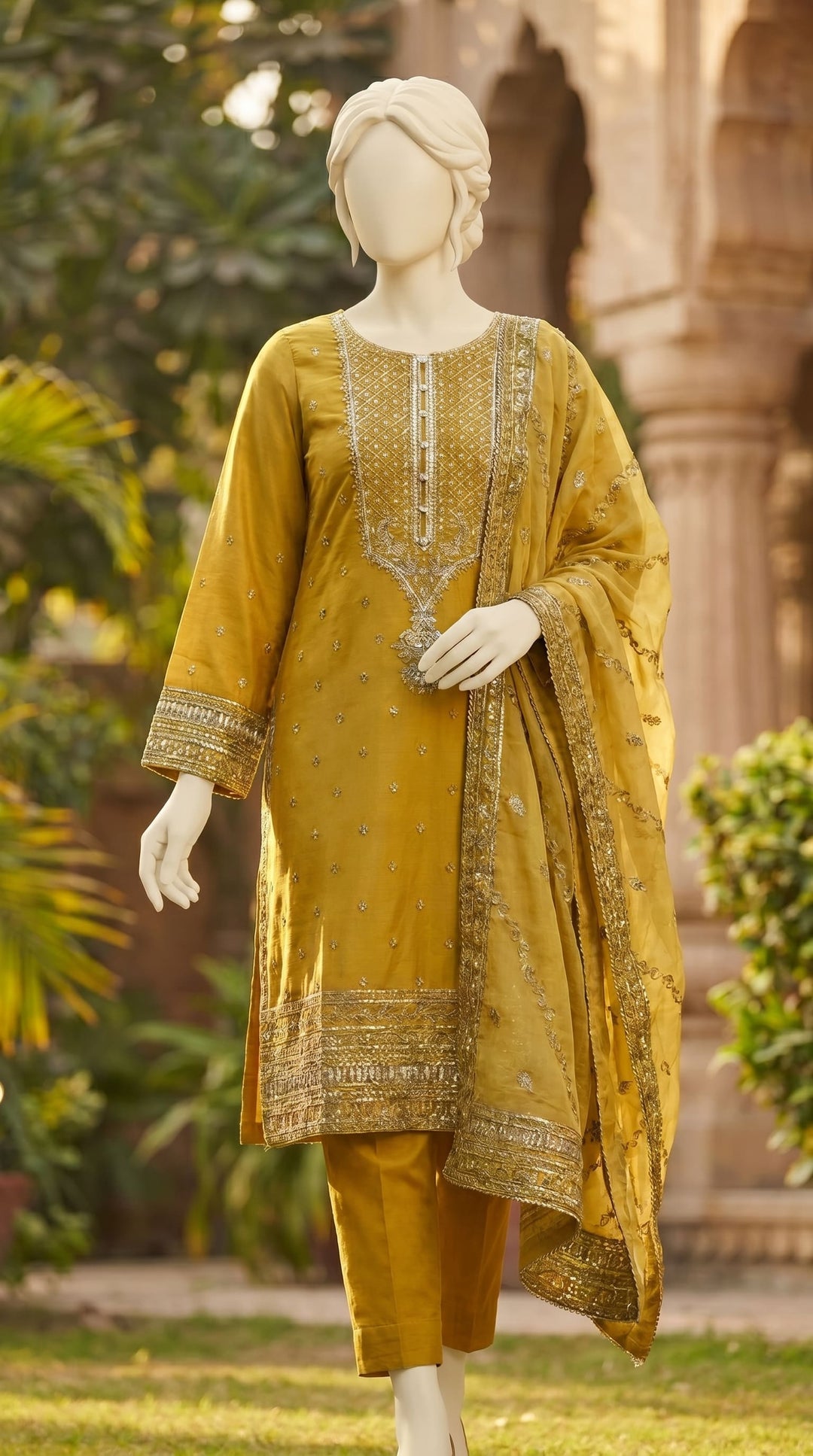 3 PC Embellished Lawn Suit PF610711
