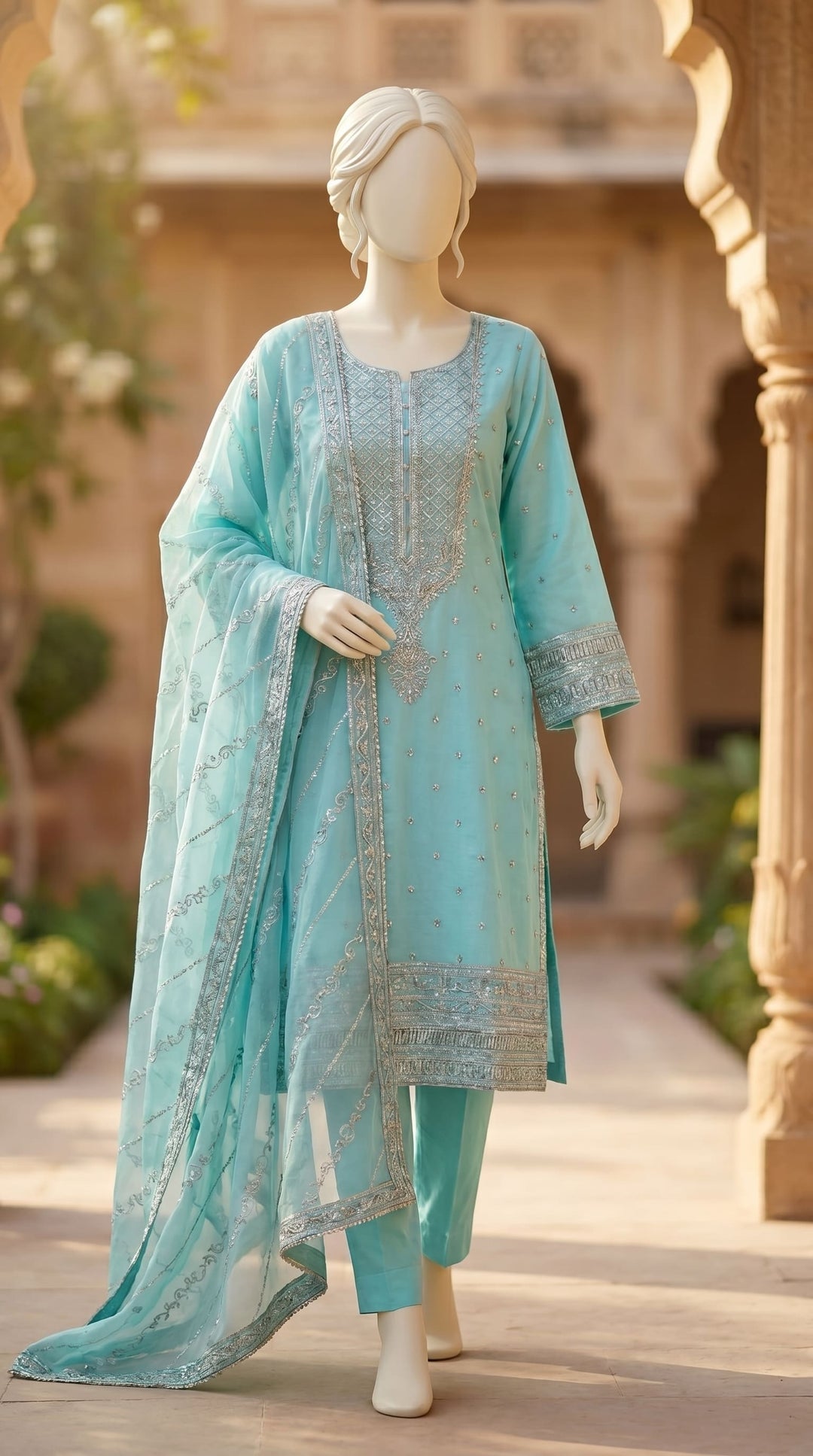 3 PC Embellished Lawn Suit PF610790