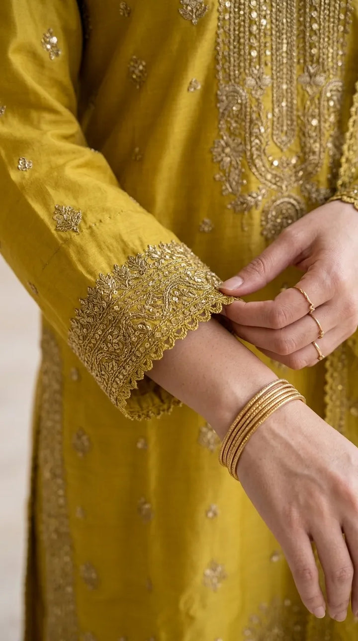 3 PC Embellished Cotton Stitched Suit PF612406
