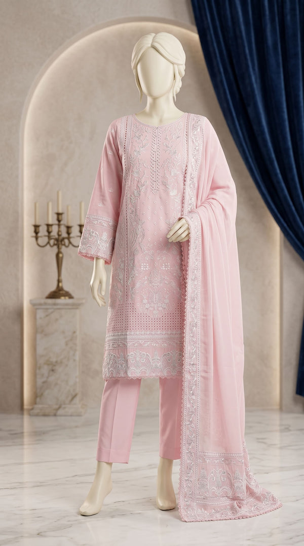 3 PC Embellished Cotton Suit PF612723