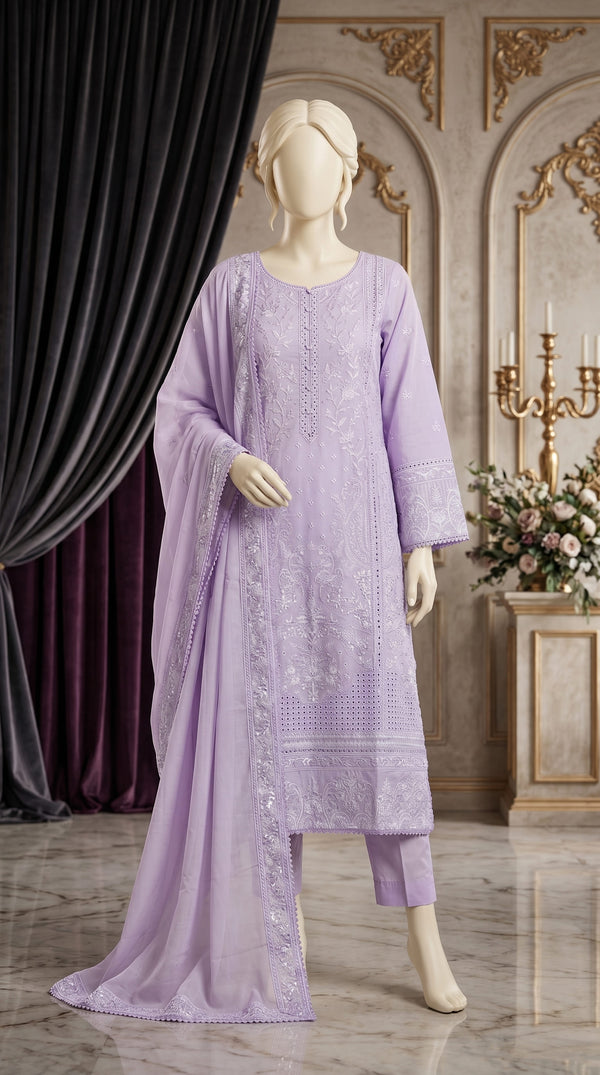3 PC Embellished Cotton Suit PF612766