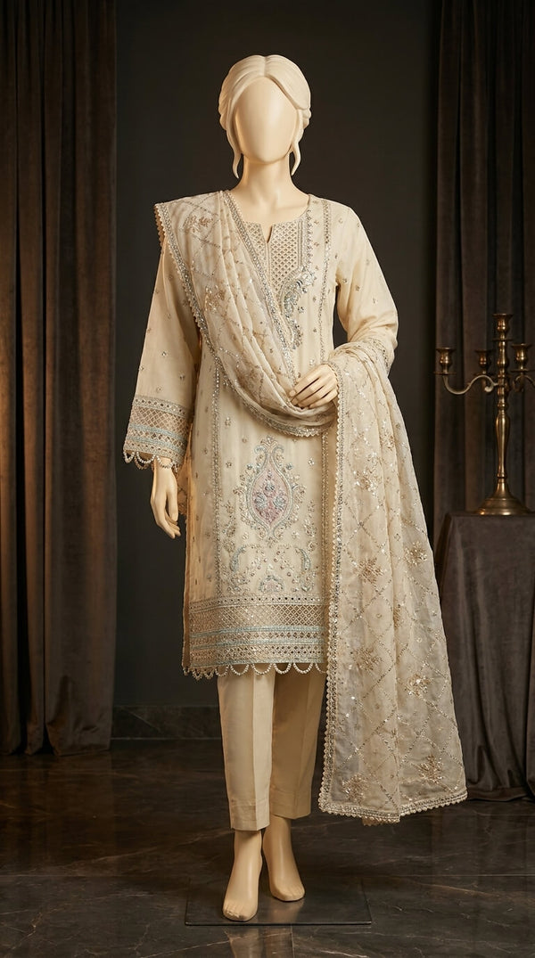 3 PC Embellished COTTON Suit PF613262