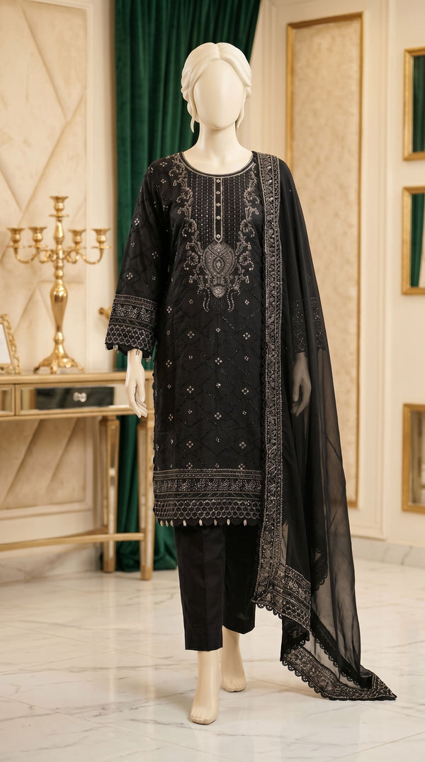 3 PC Embellished Cotton Suit PF613301