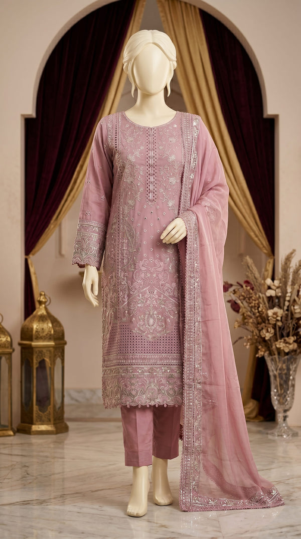 3 PC Embellished Cotton Suit PF613518