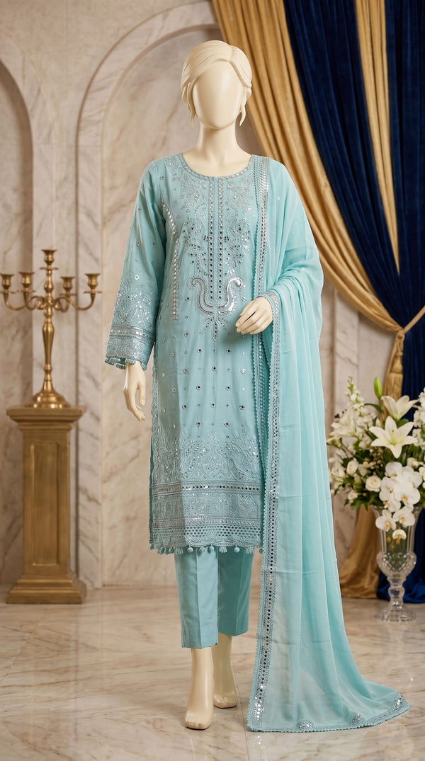 3 PC Embellished Cotton Suit PF613911