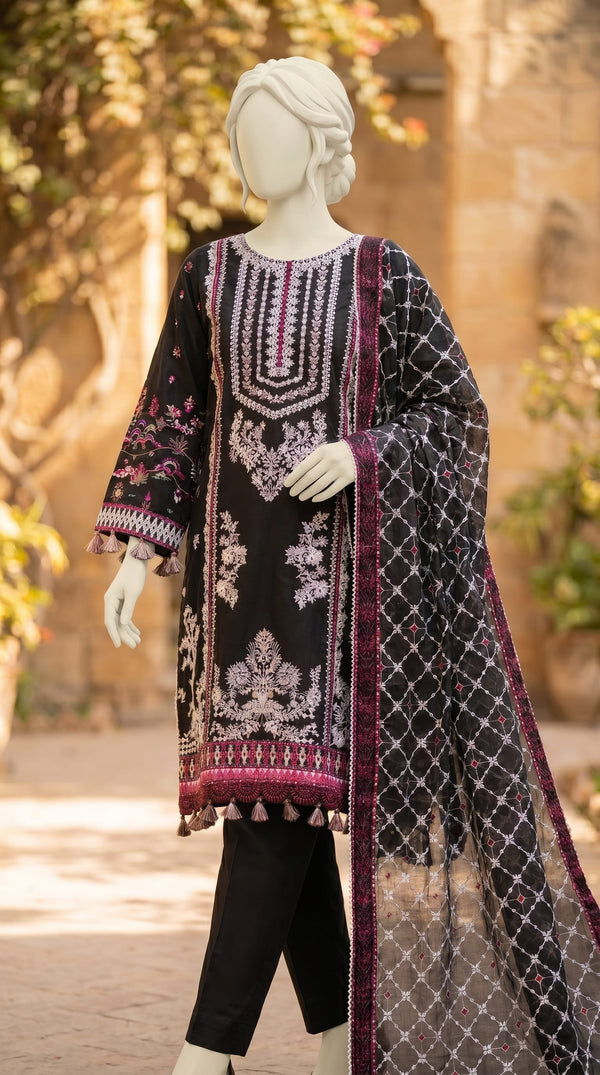 3 PC Embellished Lawn Suit PF614001