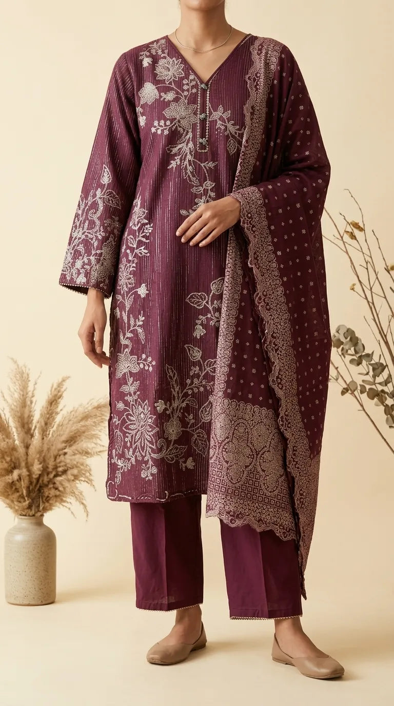 3 PC Embellished Net Suit PF614505