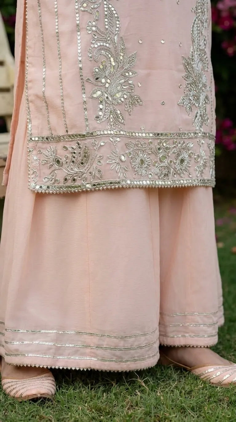 3 PC Embellished Net Stitched Suit PF614823