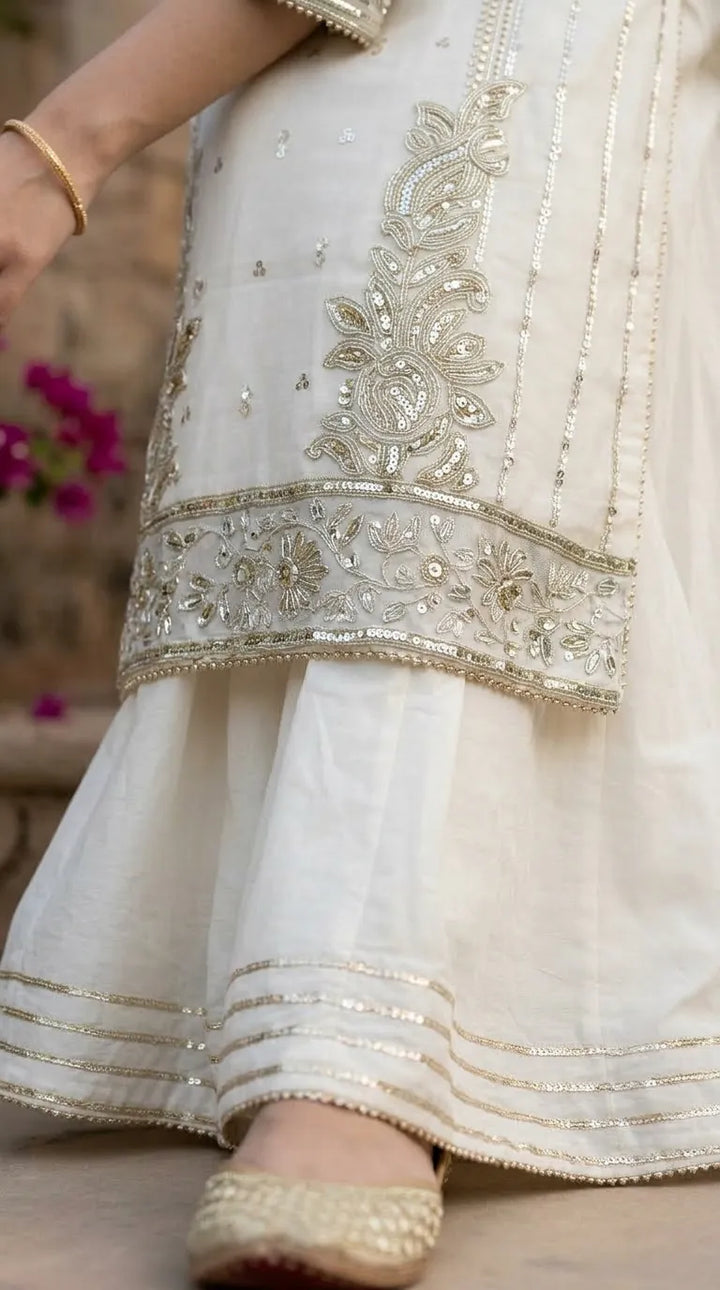 3 PC Embellished Net Stitched Suit PF614893