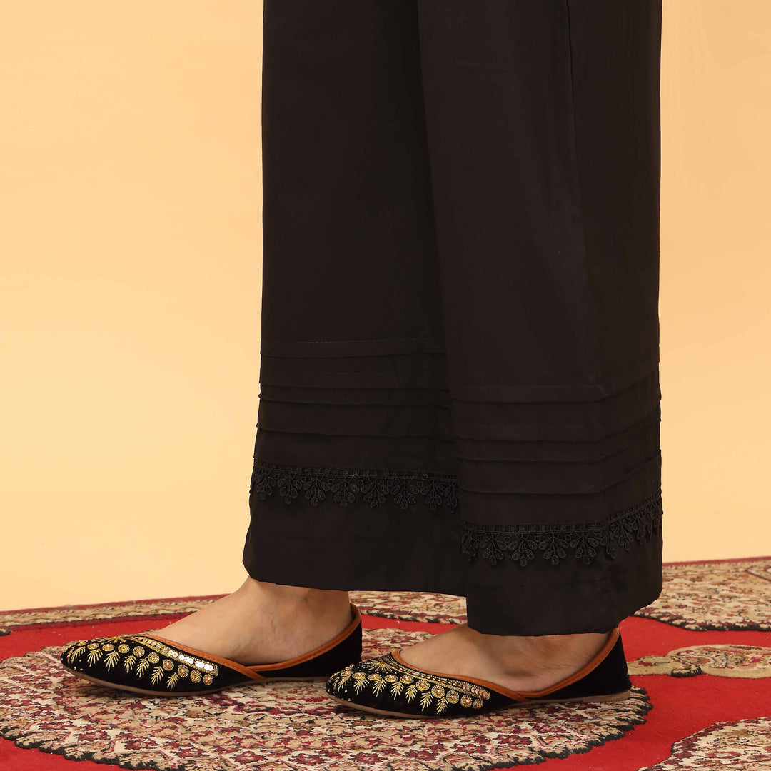 Black Straight Fit Embellished Trouser PL5047